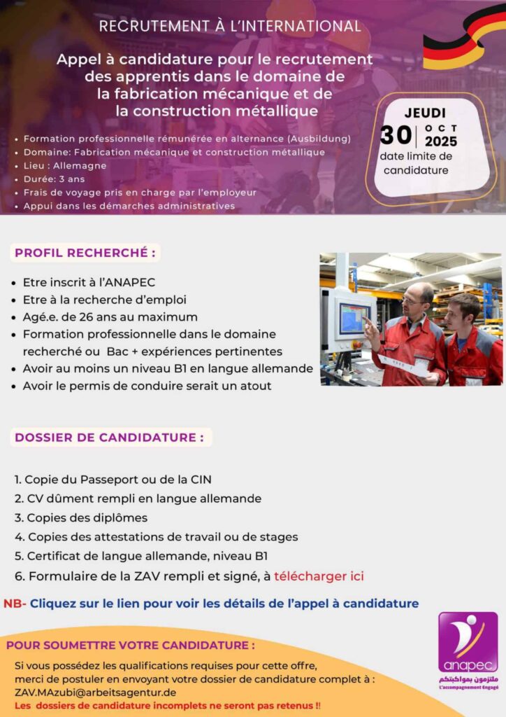 L’ANAPEC lance une formation internationale en alternance 2025